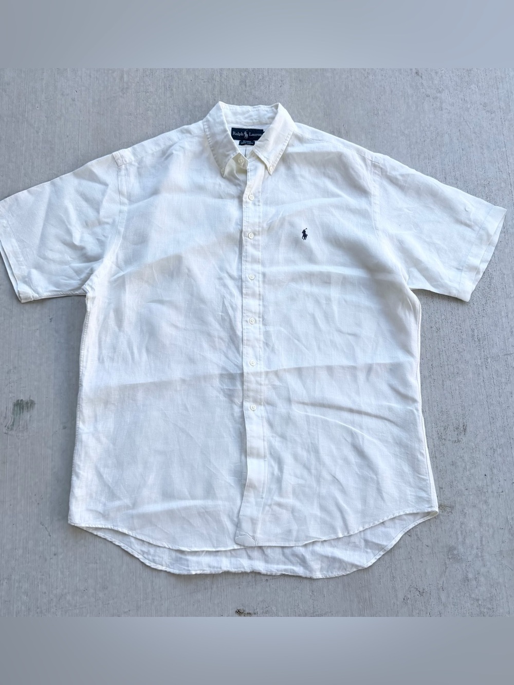 Vintage Polo Ralph Lauren 100% Linen Shirt Blake Short Sleeve Large White